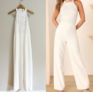 Elegant White Halter Jumpsuit
